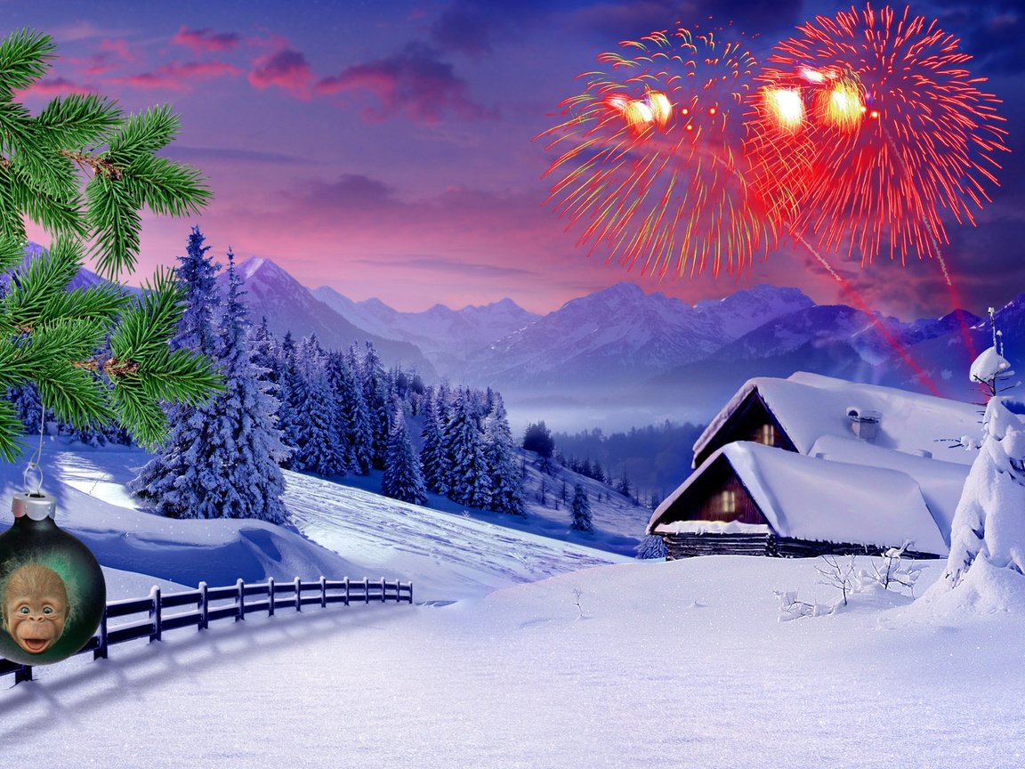 Обои снег, новый год, зима, праздник, 2016., snow, new year, winter, holiday разрешение 1920x1200 Загрузить