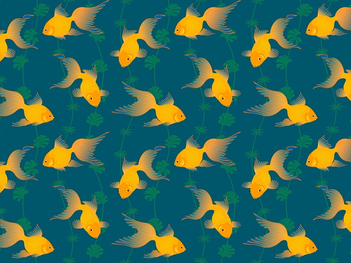 Обои арт, узор, рыбы, золотая рыбка, водоросли, хвост, art, pattern, fish, goldfish, algae, tail разрешение 1920x1280 Загрузить