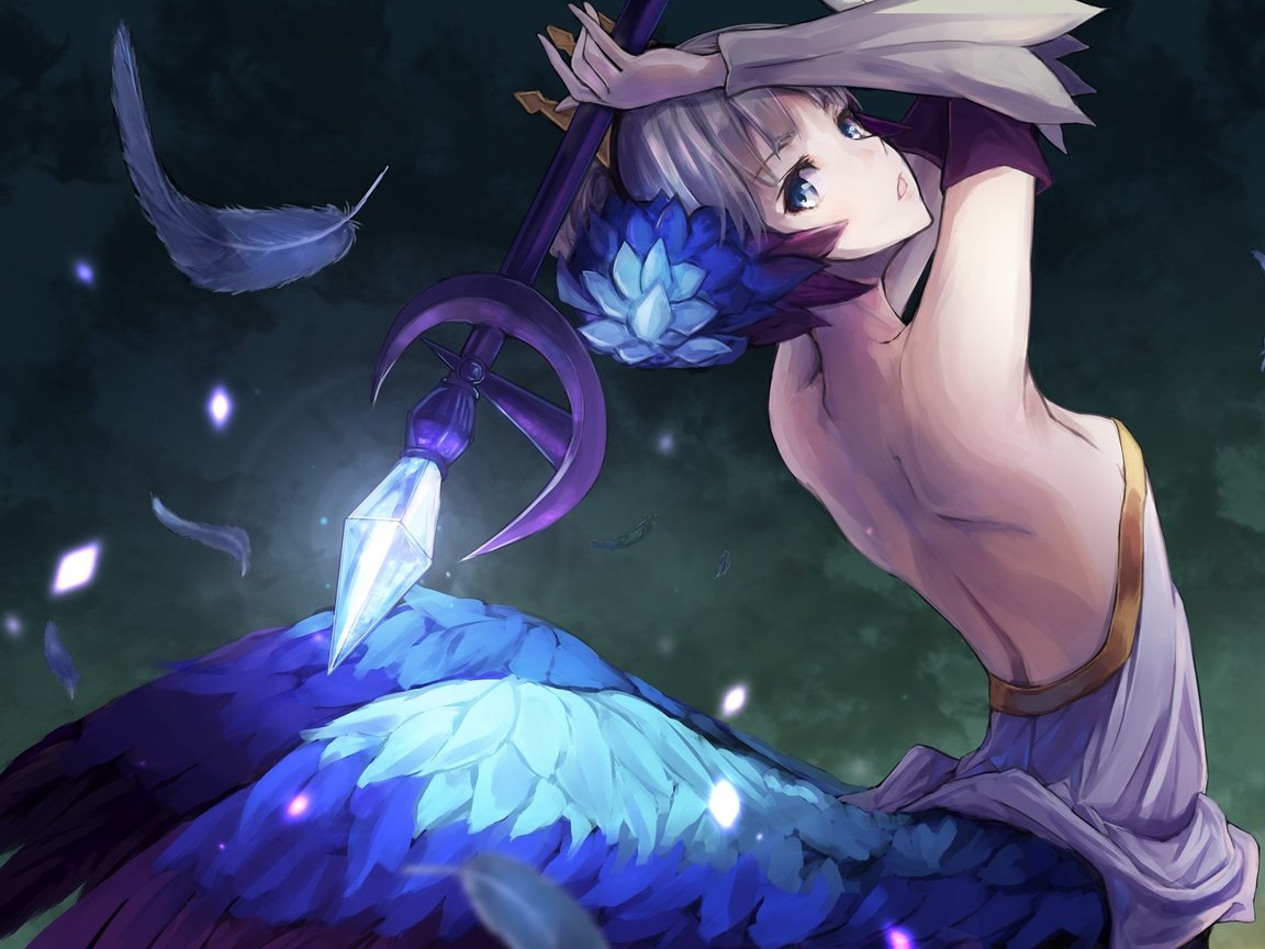 Обои арт, девушка, аниме, перья, посох, магия, odin sphere, konkito, gwendolyn, art, girl, anime, feathers, staff, magic разрешение 2000x1430 Загрузить