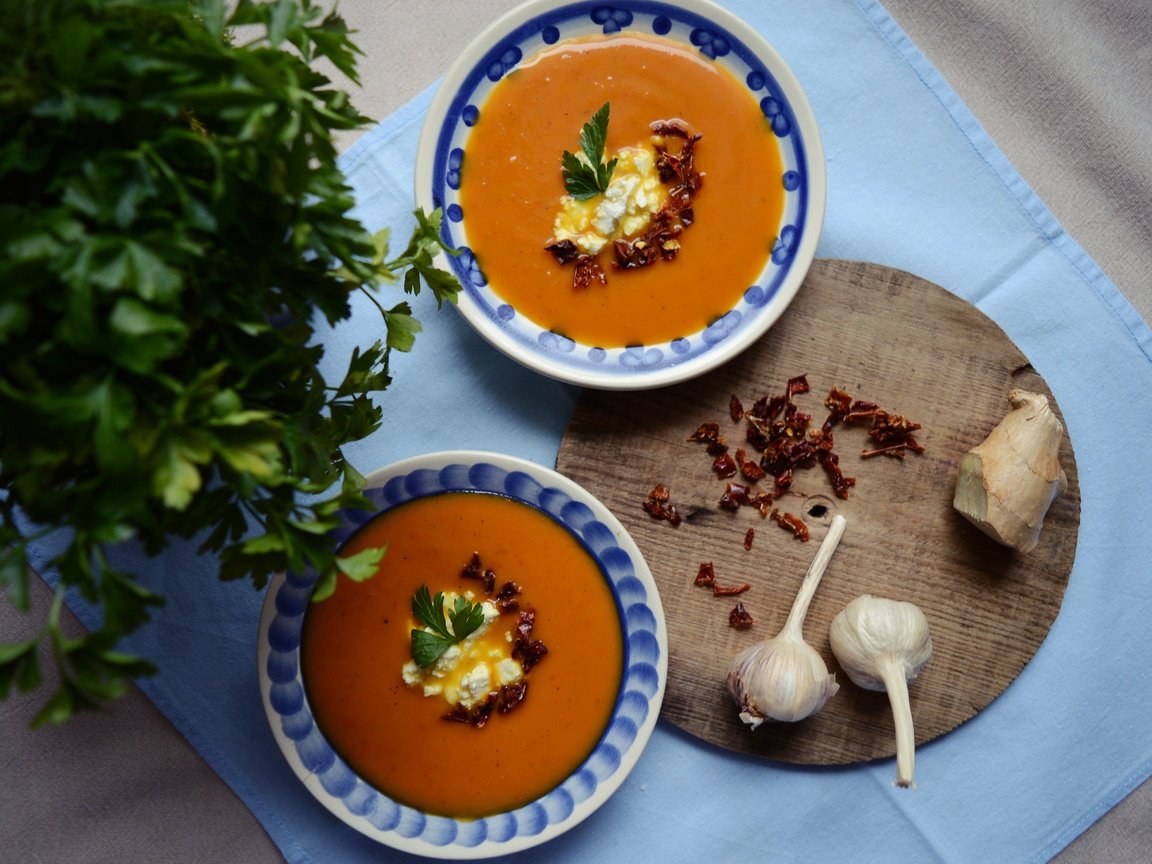 Обои тыква, чеснок, петрушка, суп, тыквенный суп, pumpkin, garlic, parsley, soup, pumpkin soup разрешение 4512x3000 Загрузить