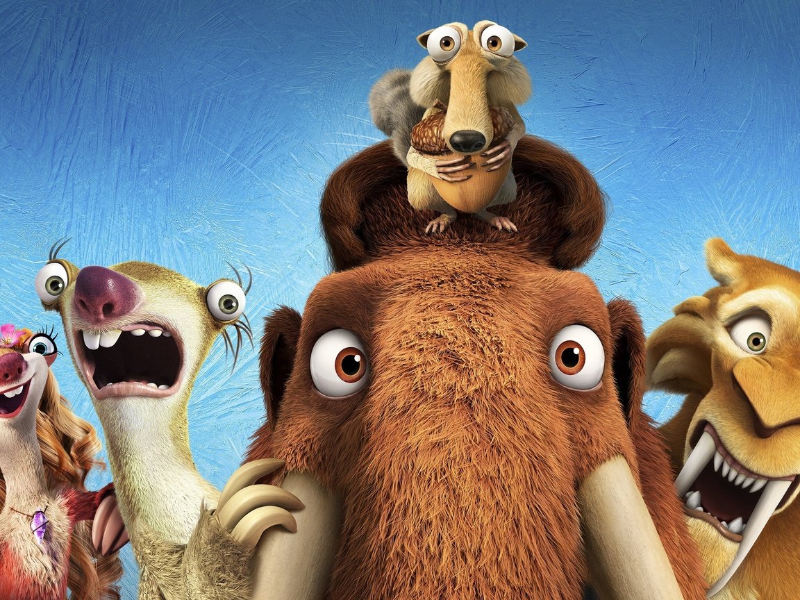 Обои мультфильм, ледниковый период, персонажи, ice age collision course, cartoon, ice age, characters разрешение 3840x2160 Загрузить