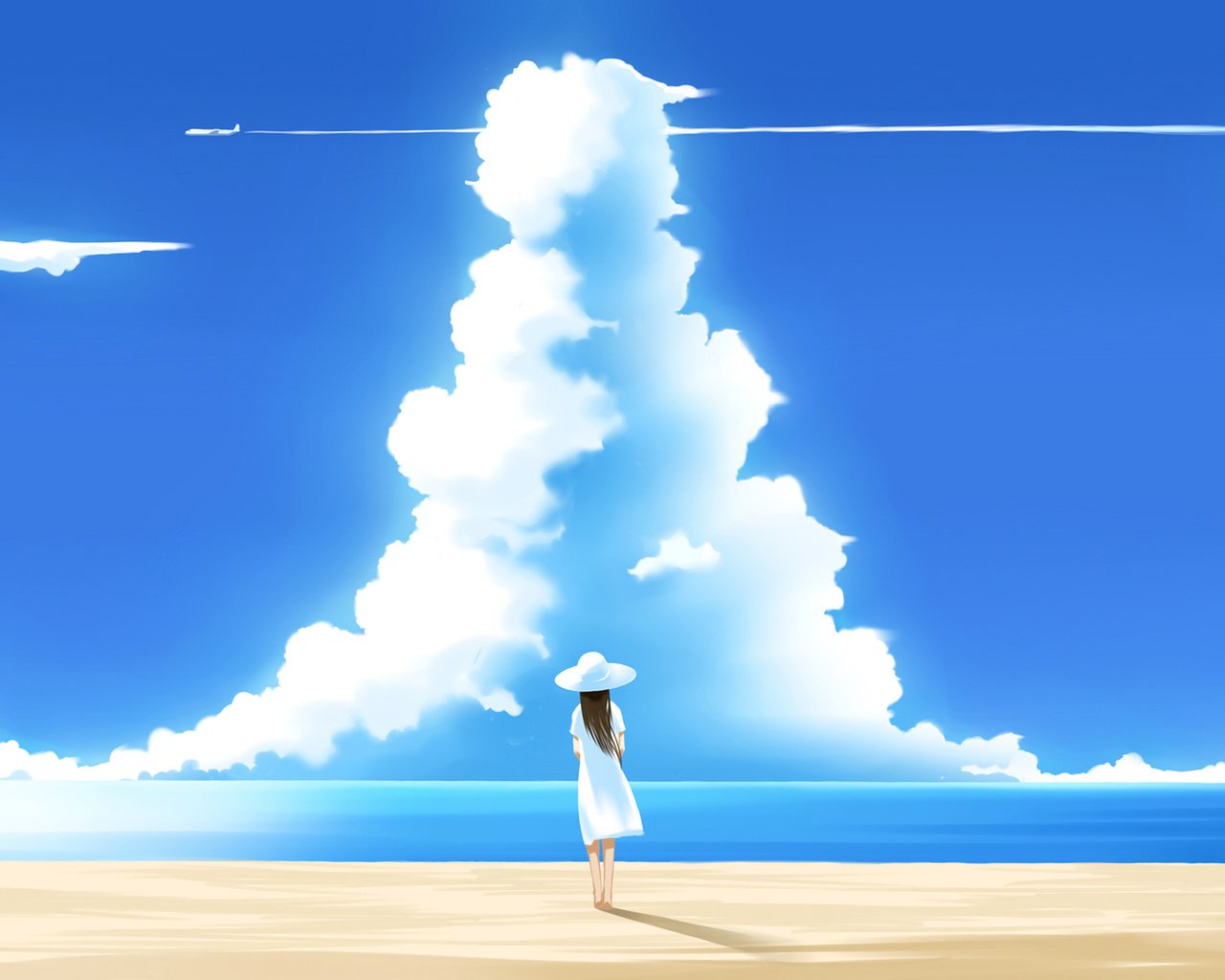 Обои небо, облака, пляж, лето, the sky, clouds, beach, summer разрешение 1920x1080 Загрузить