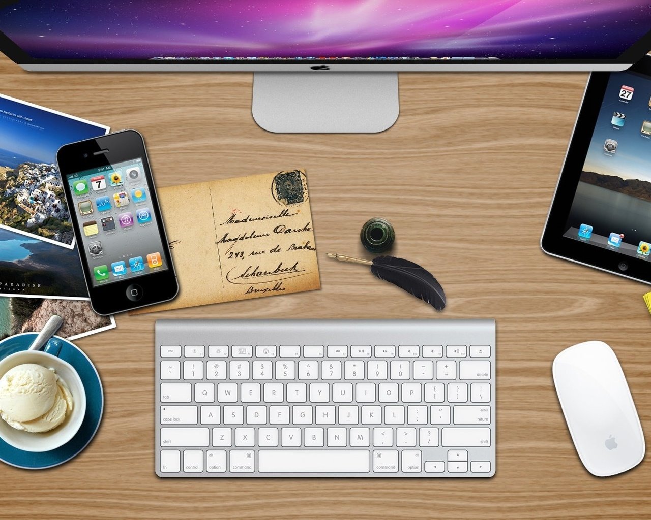 Обои мак, ipad, apple summer desk, айфон, mac, iphone разрешение 1920x1080 Загрузить