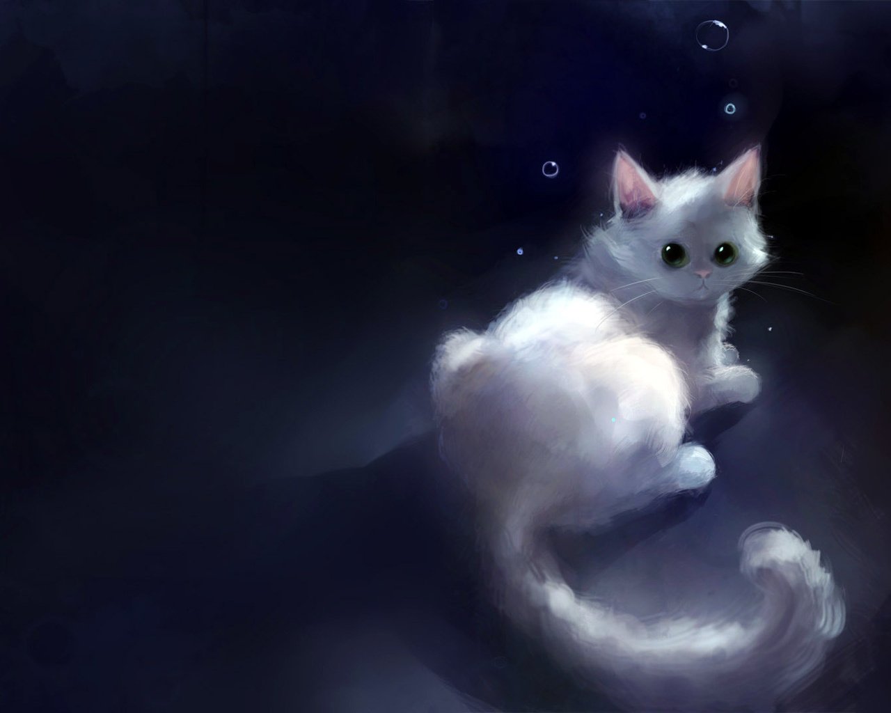Белый котенок аниме
