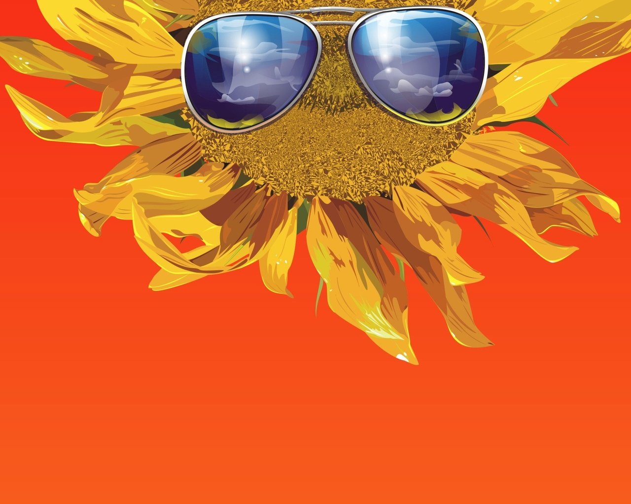 Обои вектор, очки, подсолнух, оранжевый, vector, glasses, sunflower, orange разрешение 1920x1440 Загрузить