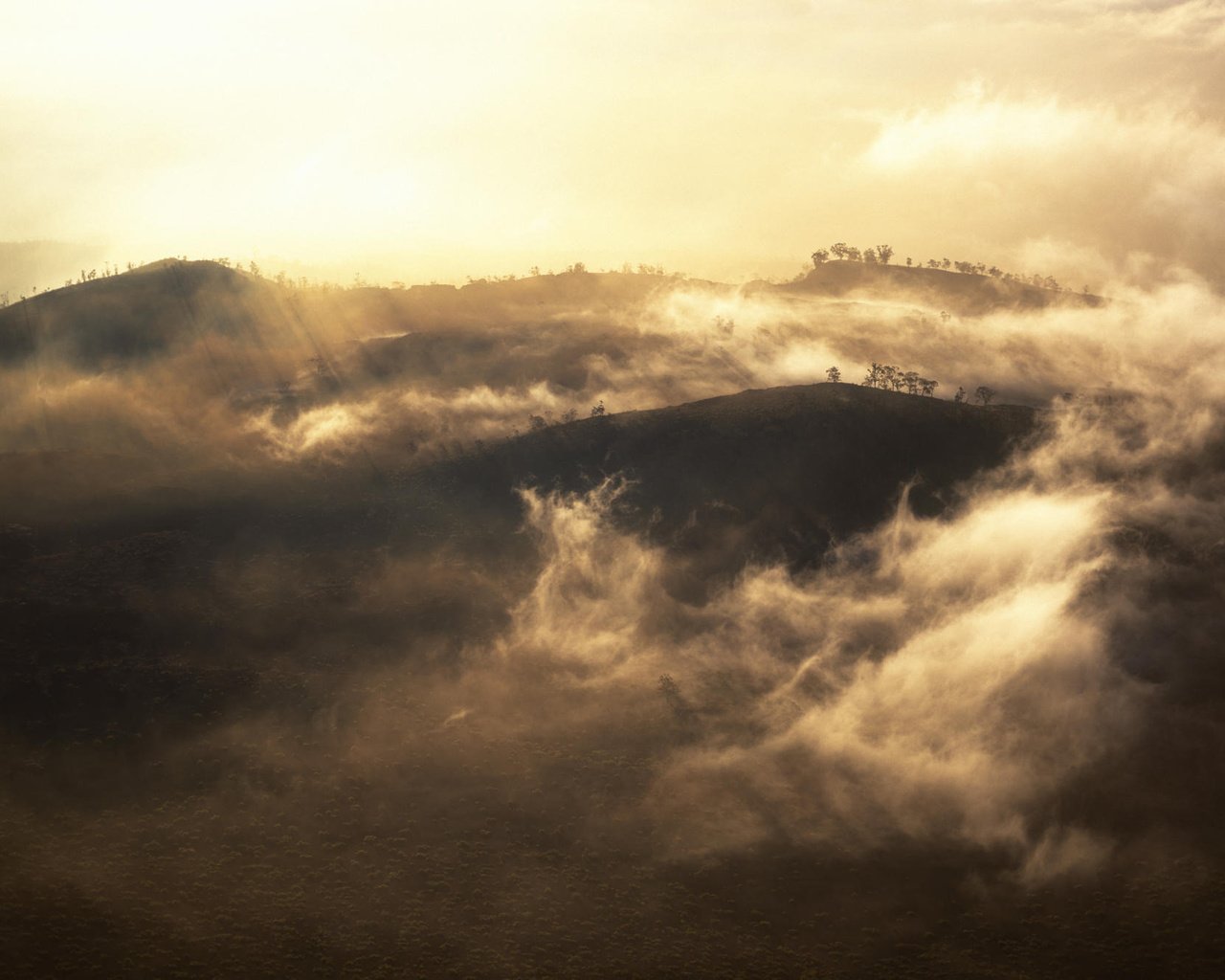 Обои облака, деревья, горы, низкие, clouds, trees, mountains, low разрешение 2000x1333 Загрузить