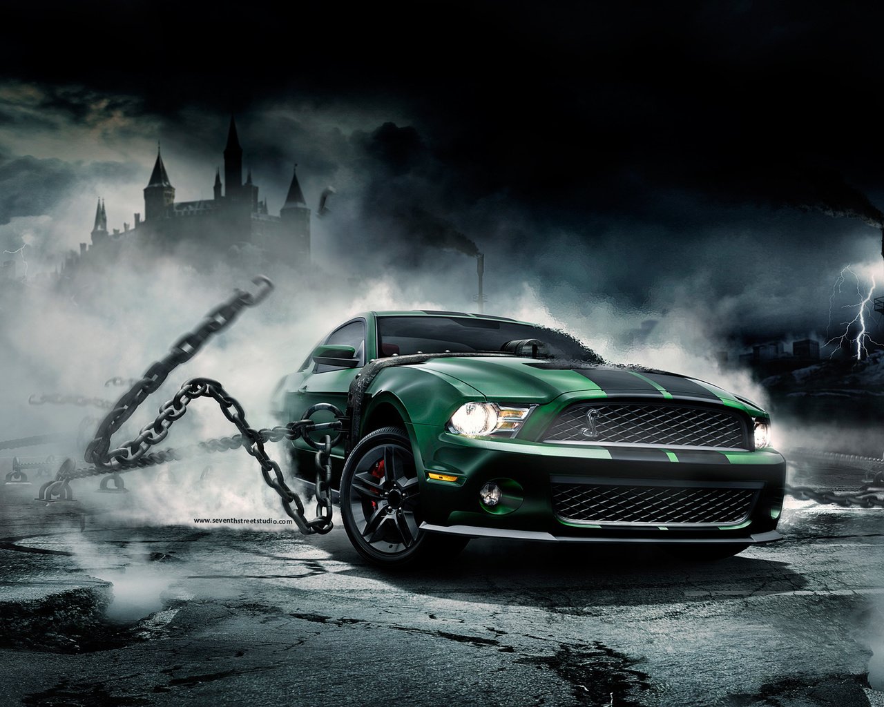 Обои автомобиль, цепи, мустанг, mustang monster, car, chain, mustang разрешение 1920x1200 Загрузить