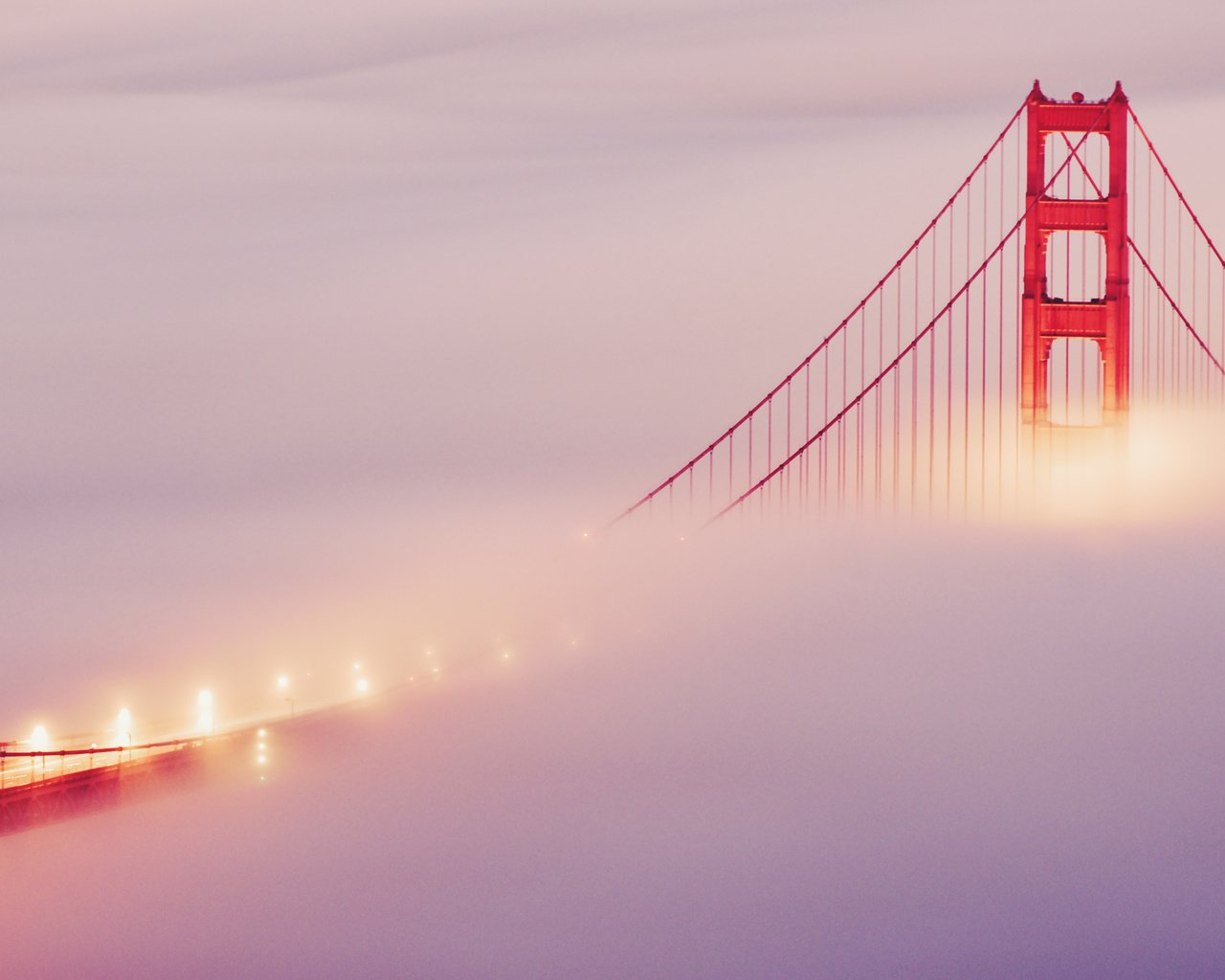 Обои огни, туман, мост, сан-франциско, lights, fog, bridge, san francisco разрешение 2560x1600 Загрузить