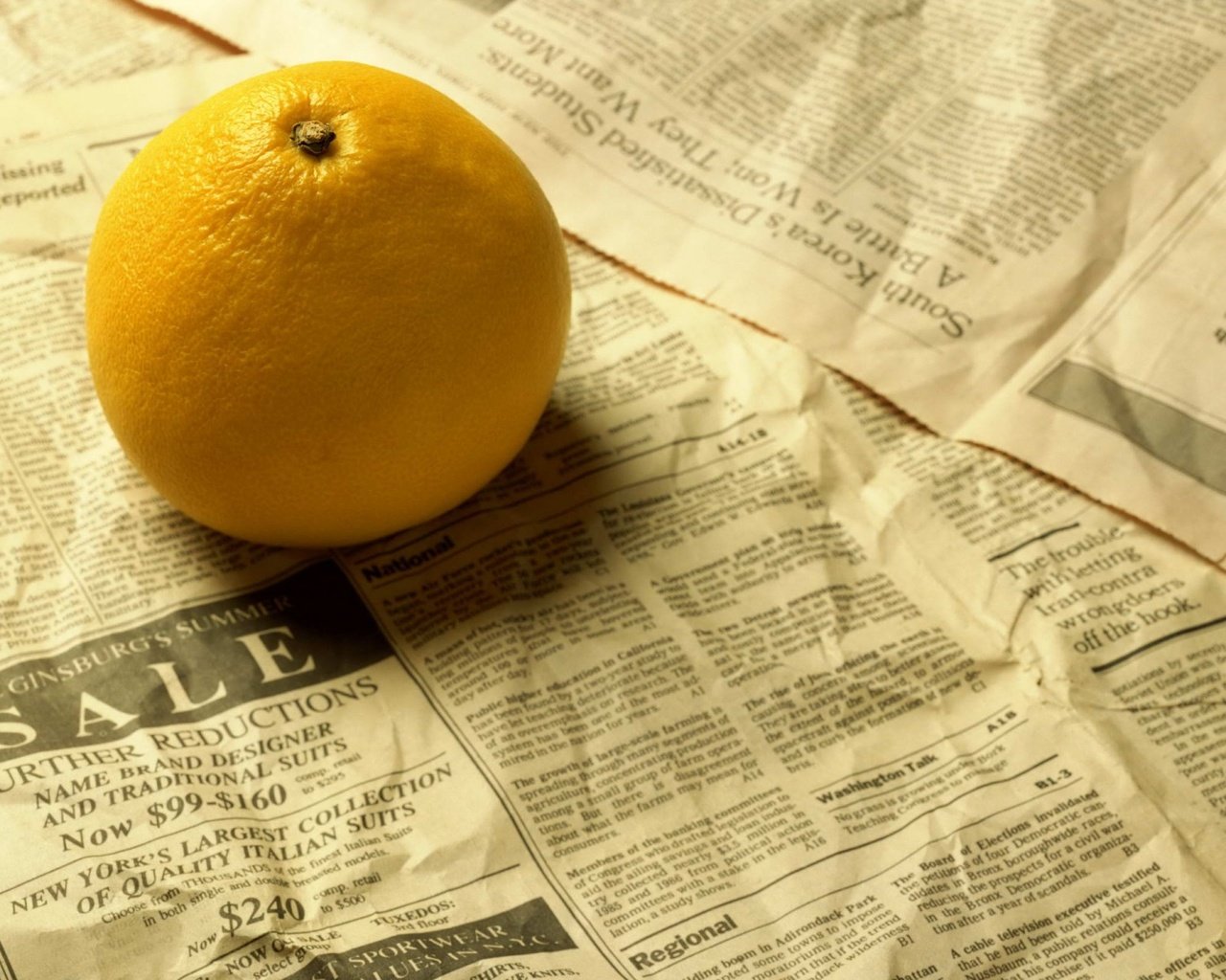 Обои фрукты, апельсин, цитрус, газета, fruit, orange, citrus, newspaper разрешение 1920x1200 Загрузить