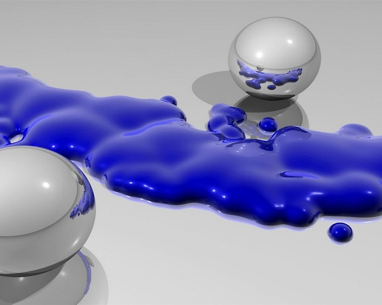 Обои синяя жидкость и шары, blue liquid and balls разрешение 1920x1080 Загрузить