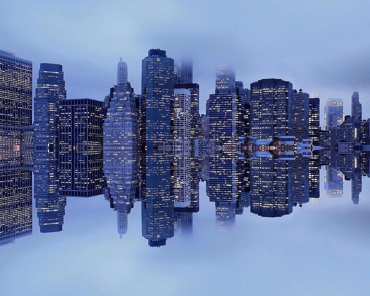 Обои отражение, туман, нью-йорк, гавань, манхеттен, reflection, fog, new york, harbour, manhattan разрешение 2048x1365 Загрузить