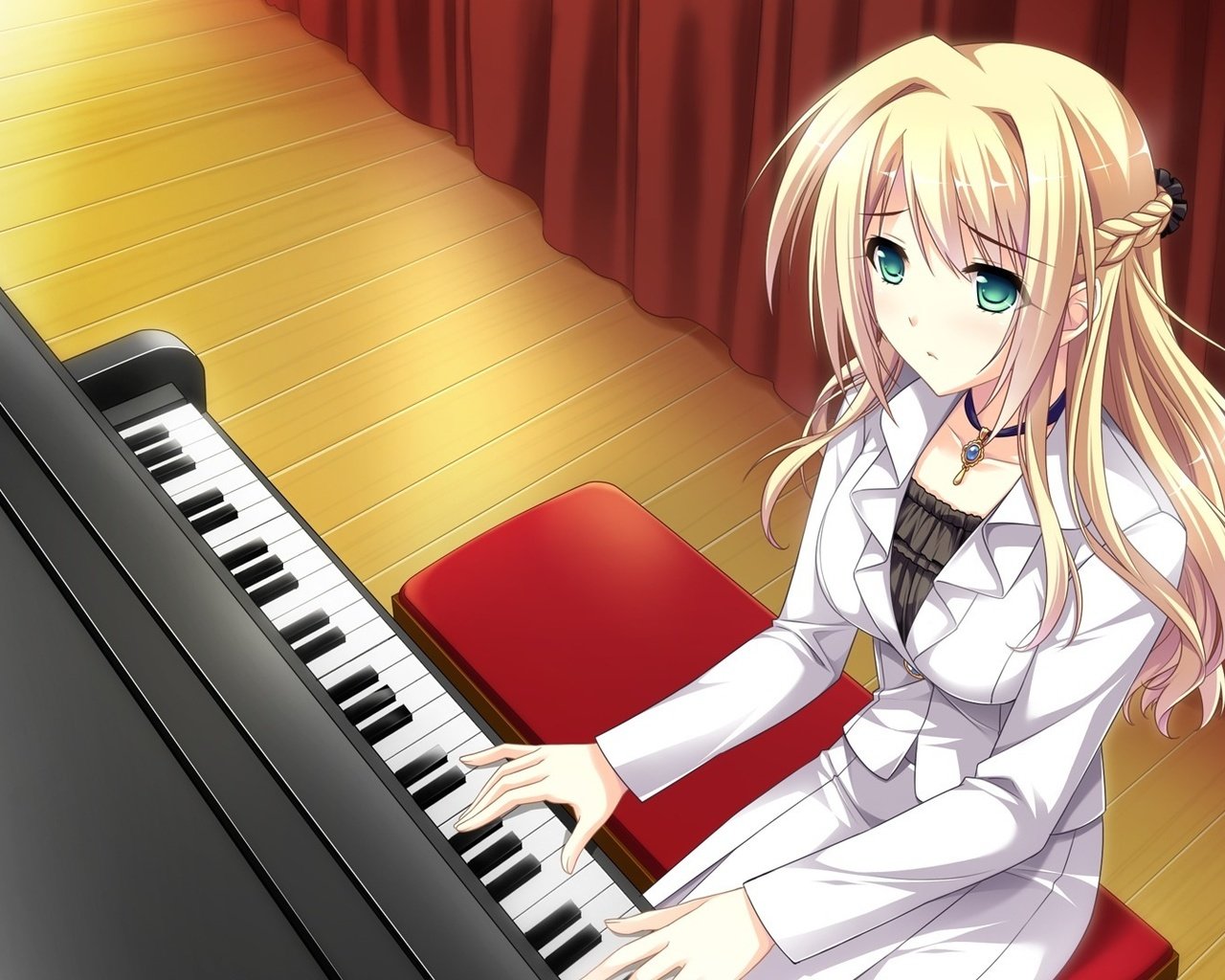 Обои девушка, музыка, пианино, girl, music, piano разрешение 1920x1080 Загрузить