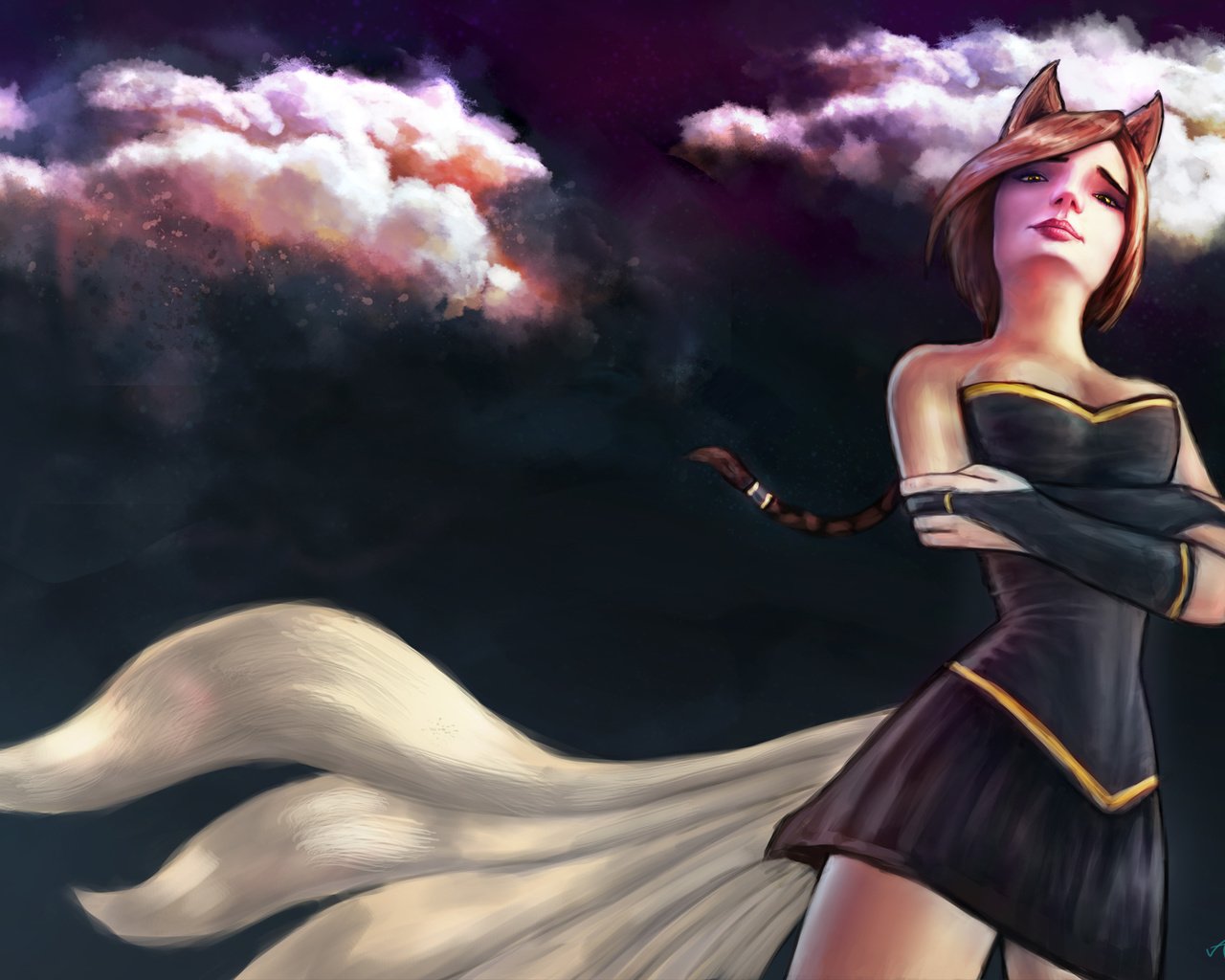 Обои арт, девушка, игра, ahri, лига легенд, art, girl, the game, league of legends разрешение 2000x1440 Загрузить