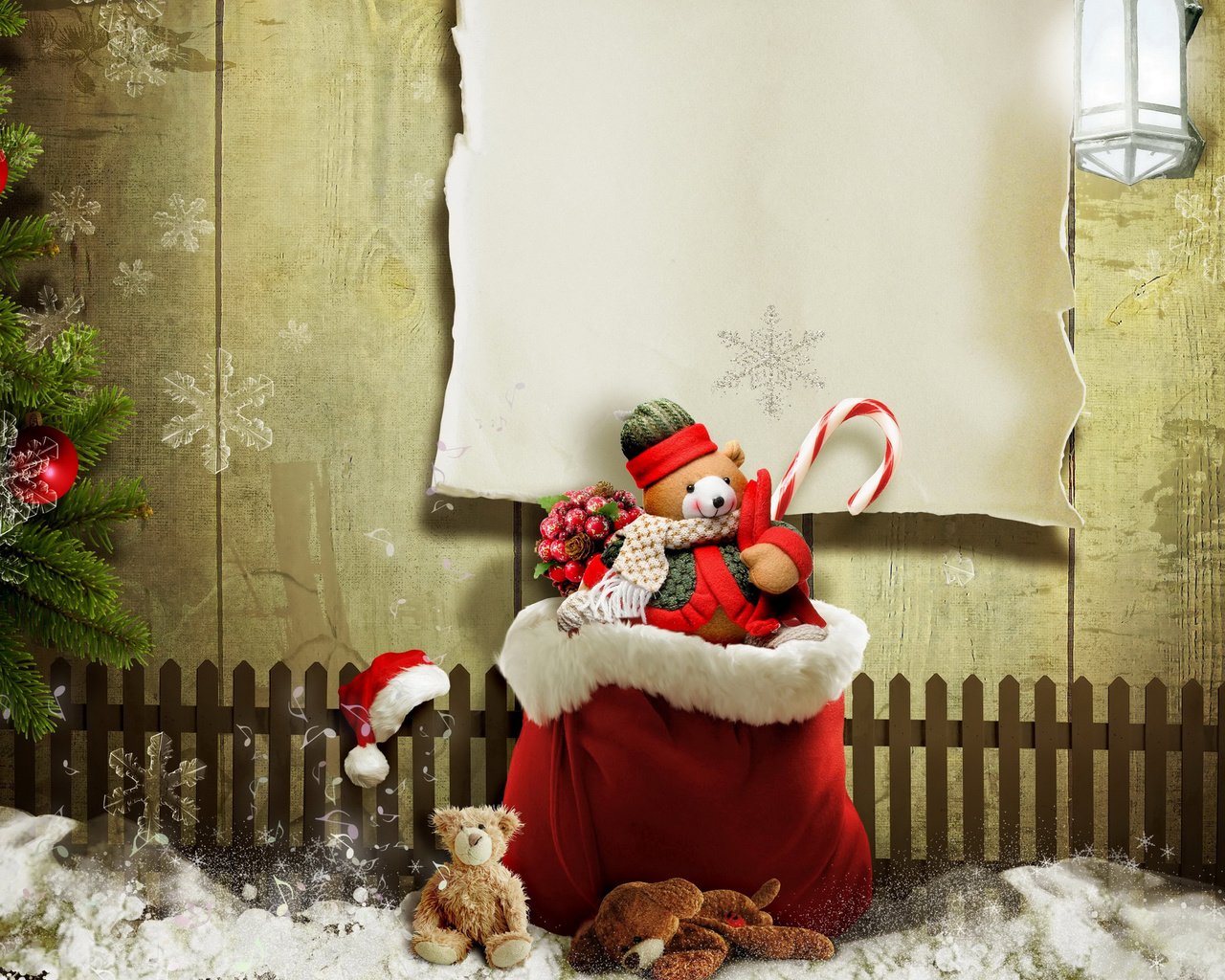 Обои новый год, елка, снежинки, забор, подарки, рождество, рождественские подарки, new year, tree, snowflakes, the fence, gifts, christmas, christmas gifts разрешение 2880x1800 Загрузить