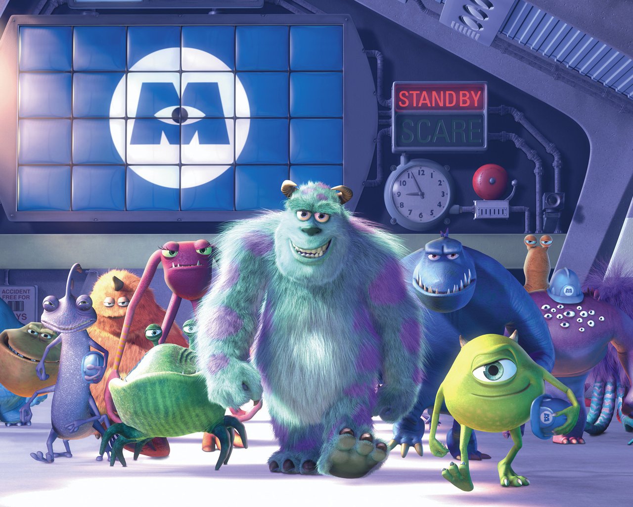 Обои мультфильм, персонажи, корпорация монстров, cartoon, characters, monsters inc. разрешение 2560x1440 Загрузить