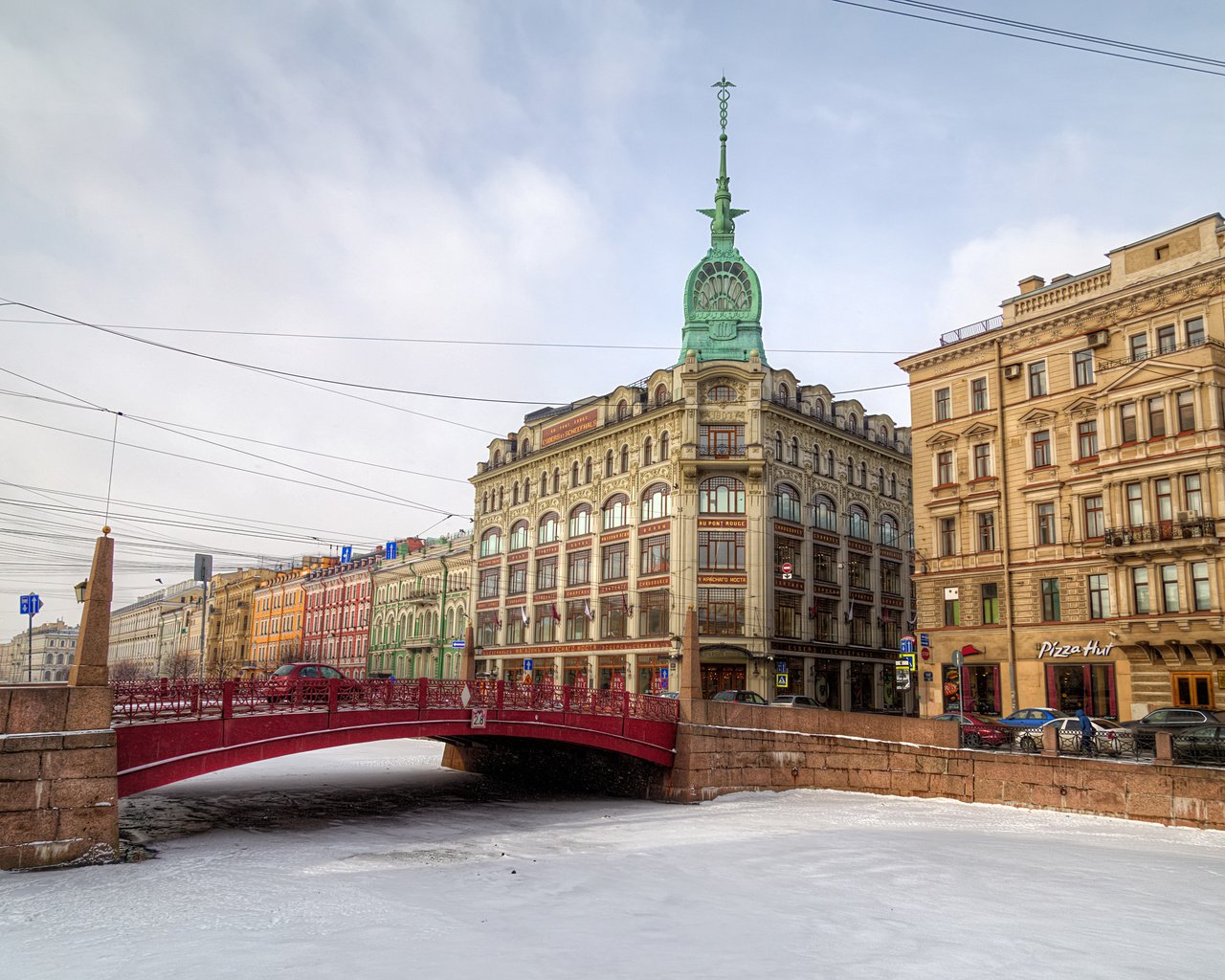 Обои река, петергоф, мост, город, лёд, россия, машины, здания, санкт-петербург, river, peterhof, bridge, the city, ice, russia, machine, building, saint petersburg разрешение 4200x2800 Загрузить