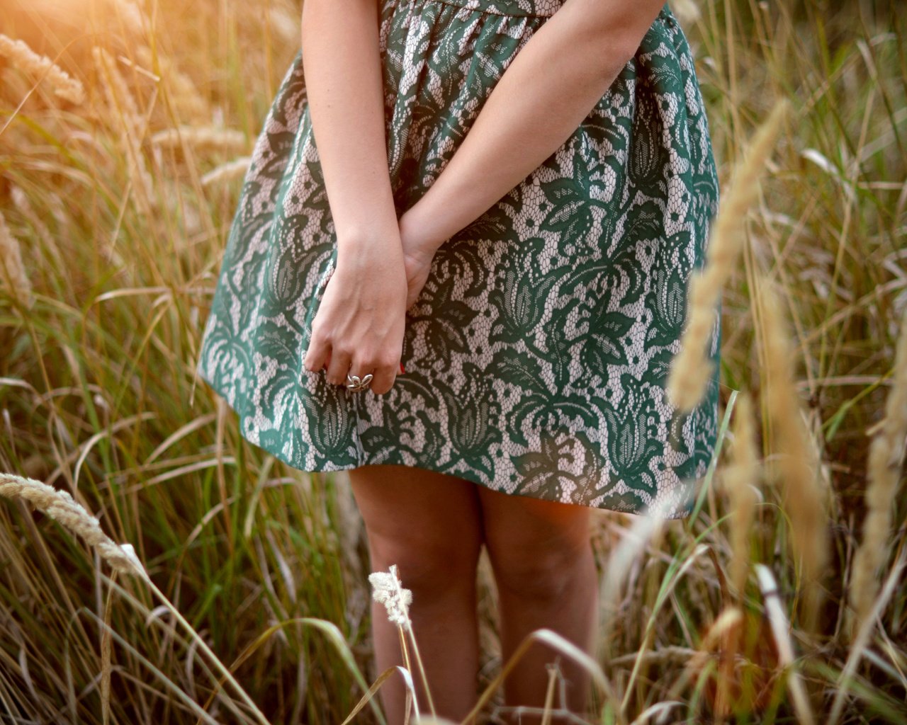 Обои трава, девушка, платье, ноги, колоски, кольцо, руки, grass, girl, dress, feet, spikelets, ring, hands разрешение 4608x3072 Загрузить