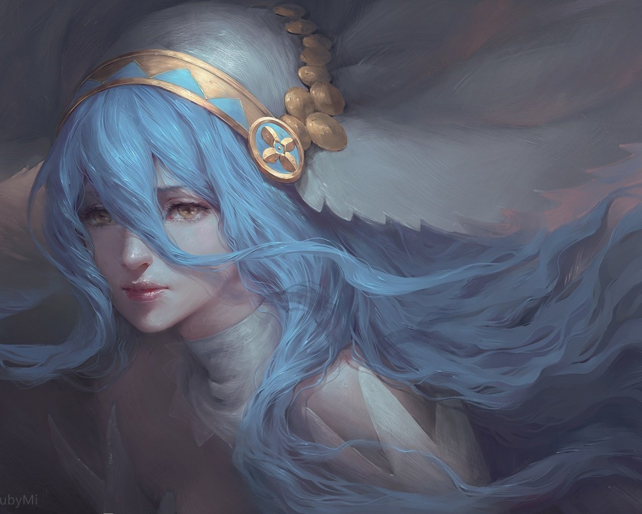 Обои арт, девушка, фэнтези, фея, голубые волосы, chubymi, art, girl, fantasy, fairy, blue hair разрешение 2560x1600 Загрузить