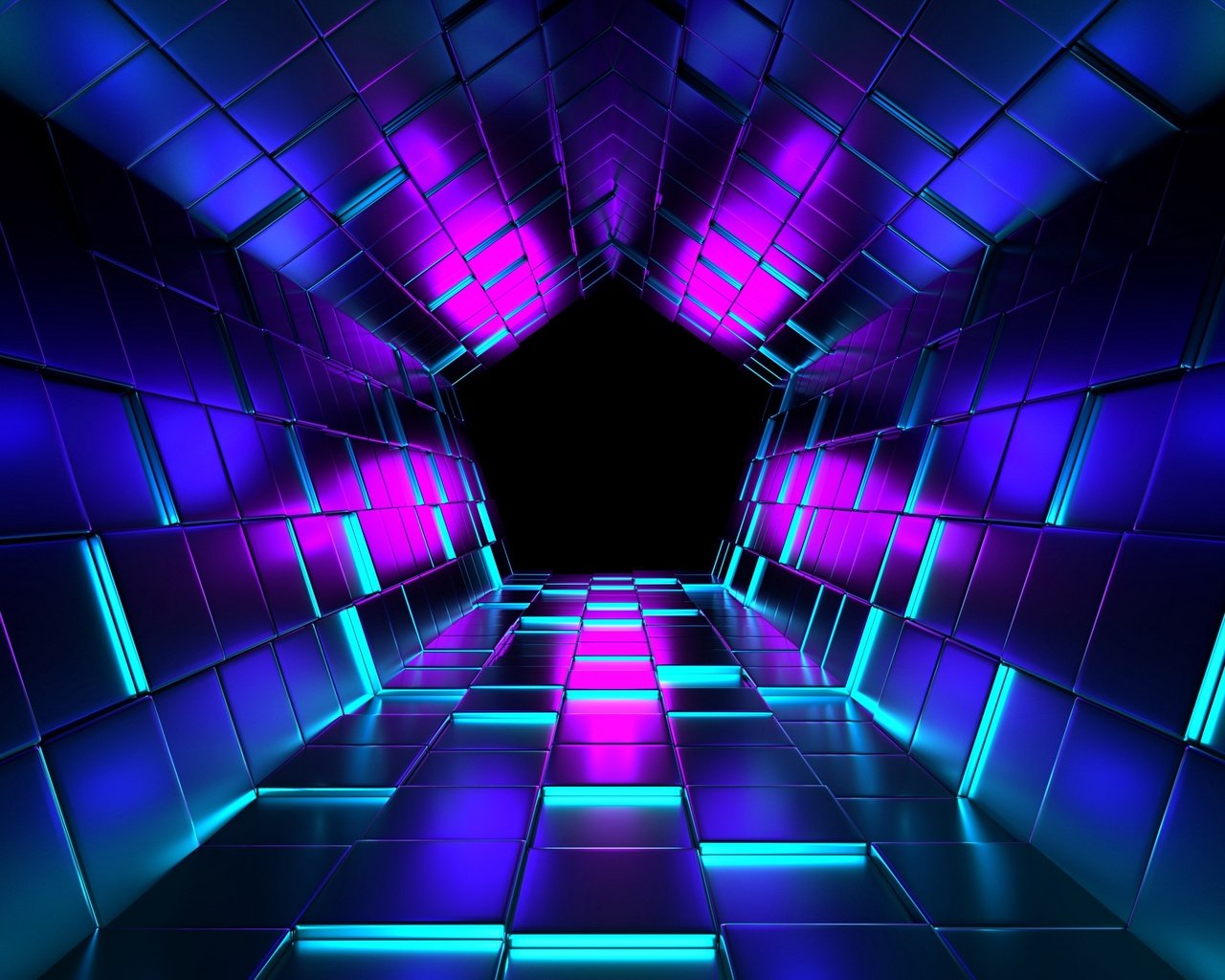 Обои рендеринг, кубы, тоннель, пурпурный, 3д, rendering, cuba, the tunnel, purple, 3d разрешение 3840x2160 Загрузить