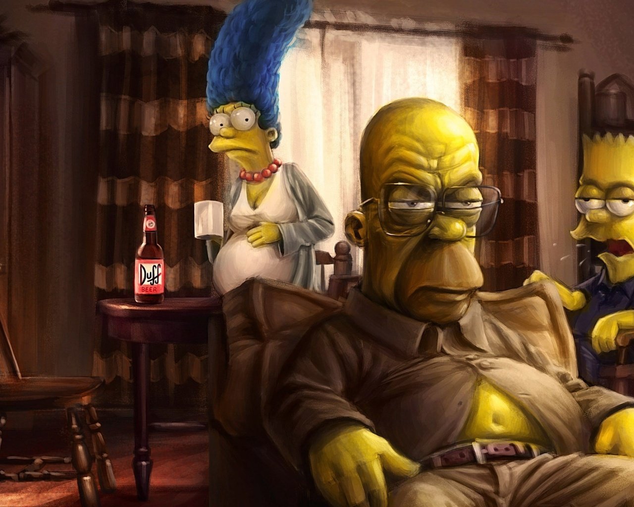 Обои симпсоны, во все тяжкие, гомер, барт, мардж, the simpsons, breaking bad, homer, bart, marge разрешение 1920x1200 Загрузить