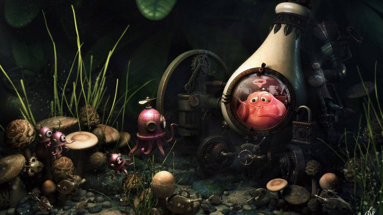 Обои бутылка, грибочки, hamid ibrahim, bottle, mushrooms разрешение 2560x1600 Загрузить