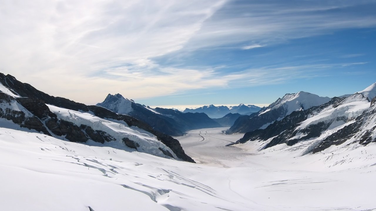 Обои небо, горы, снег, вершины, the sky, mountains, snow, tops разрешение 1920x1080 Загрузить