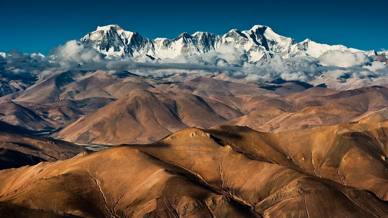 Обои облака, горы, китай, тибет, горные вершины, clouds, mountains, china, tibet, mountain peaks разрешение 1920x1080 Загрузить