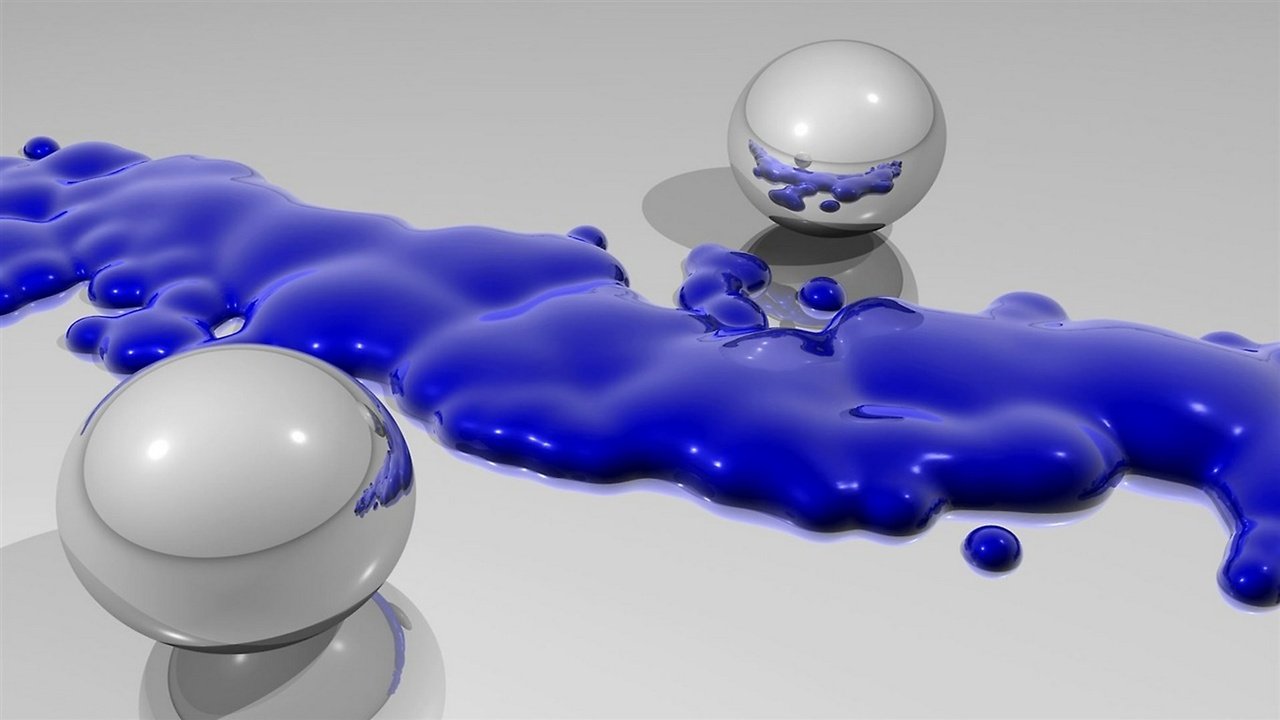 Обои синяя жидкость и шары, blue liquid and balls разрешение 1920x1080 Загрузить