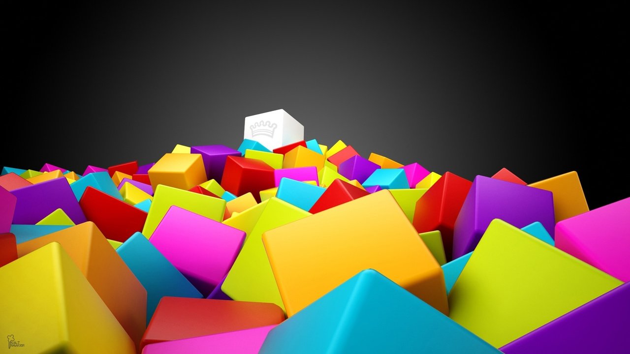 Обои разноцветные, кубики, квадраты, 3d графика, 3d colorful squares, colorful, cubes, squares, 3d graphics разрешение 1920x1080 Загрузить