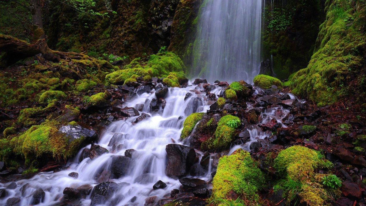 Обои природа, камни, водопад, мох, nature, stones, waterfall, moss разрешение 2048x1360 Загрузить