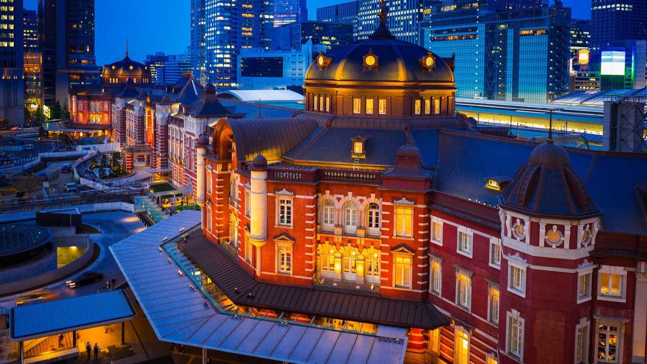 Обои япония, ночной город, здания, японии, токио, tokyo station, маруноути, japan, night city, building, tokyo, marunouchi разрешение 2048x1368 Загрузить