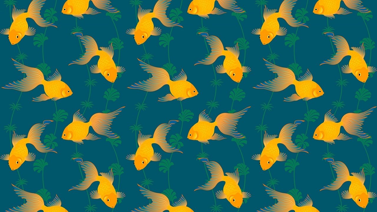 Обои арт, узор, рыбы, золотая рыбка, водоросли, хвост, art, pattern, fish, goldfish, algae, tail разрешение 1920x1280 Загрузить