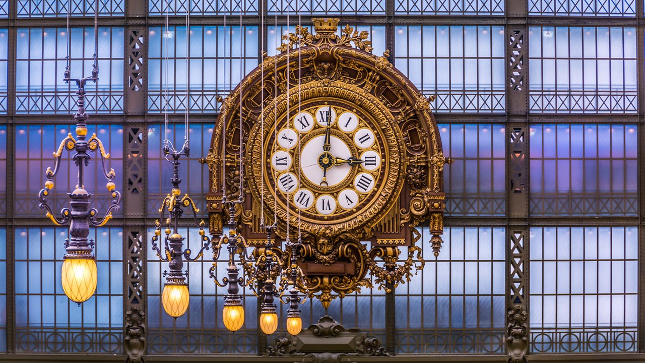 Обои фонари, часы, париж, франция, robert c. schmalle, музей орсе, lights, watch, paris, france, musee d'orsay разрешение 1920x1200 Загрузить