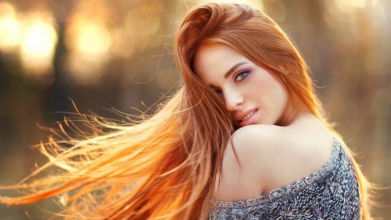 Обои девушка, макияж, рыжая девушка, голые плечи, рыжие волосы, girl, makeup, redhead girl, bare shoulders, red hair разрешение 1920x1080 Загрузить