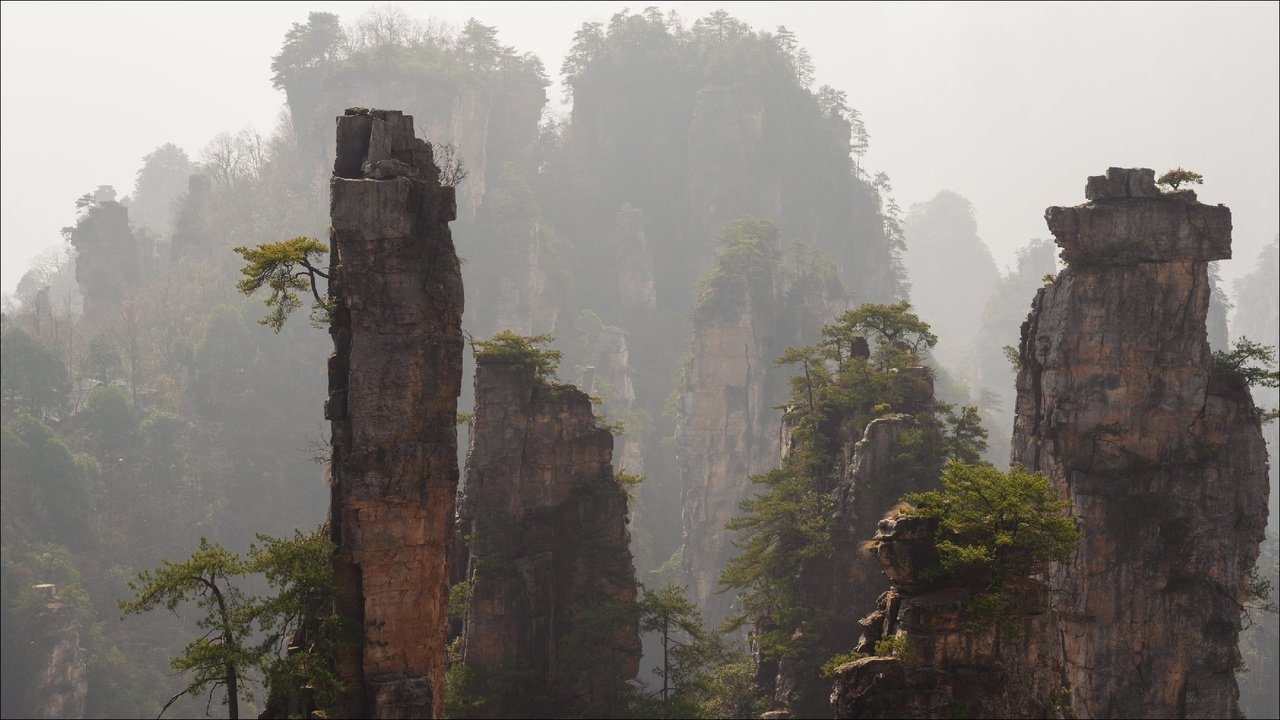 Обои горы, скалы, туман, китай, zhangjiajie national park, mountains, rocks, fog, china разрешение 1920x1080 Загрузить