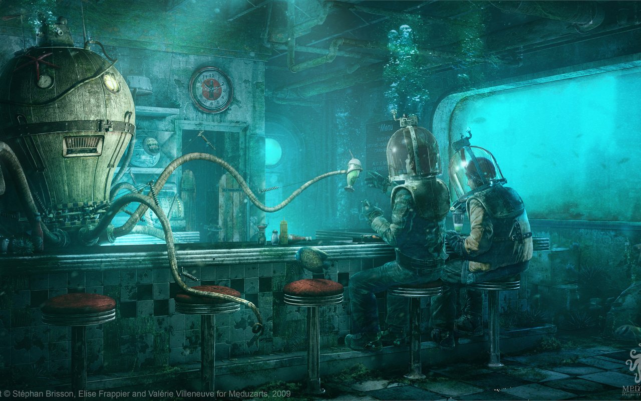 Обои осьминог, под водой, octopus diner, st__phan brisson, elise frappier, valerie villeneuve, водолазы, octopus, under water, divers разрешение 4088x2301 Загрузить