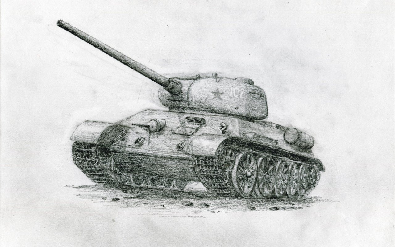 Обои советский танк, карандашный рисунок, т-34, soviet tank, pencil drawing, t-34 разрешение 2457x1727 Загрузить