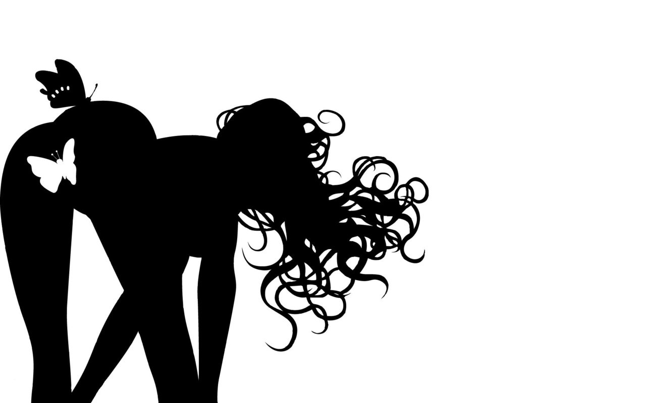 Обои волосы, силуэт, бабочки, hair, silhouette, butterfly разрешение 1920x1200 Загрузить