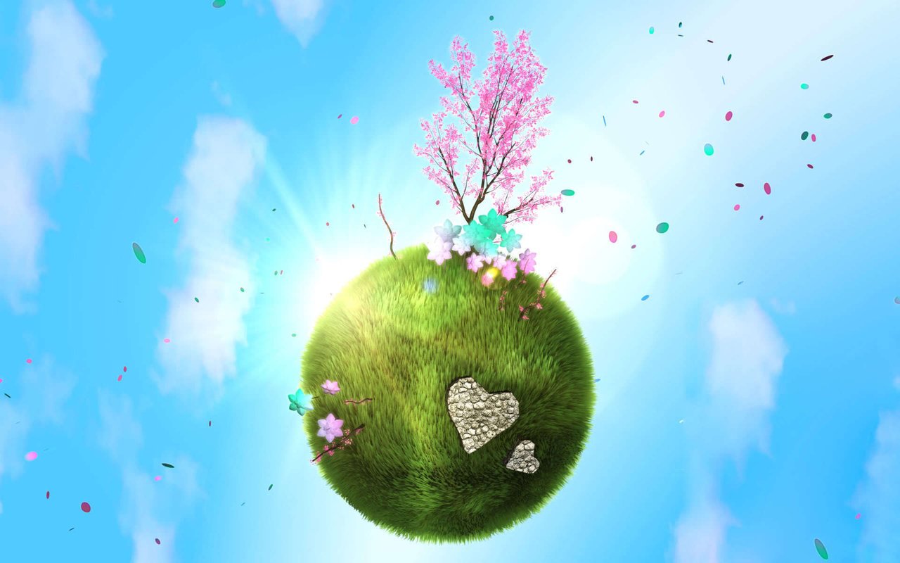 Обои планета, весна, любовь, зеленая, деревце, planet, spring, love, green, tree разрешение 1920x1200 Загрузить
