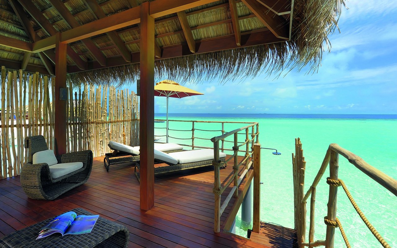 Обои океан, бунгало, мальдивы, the ocean, bungalow, the maldives разрешение 2560x1600 Загрузить