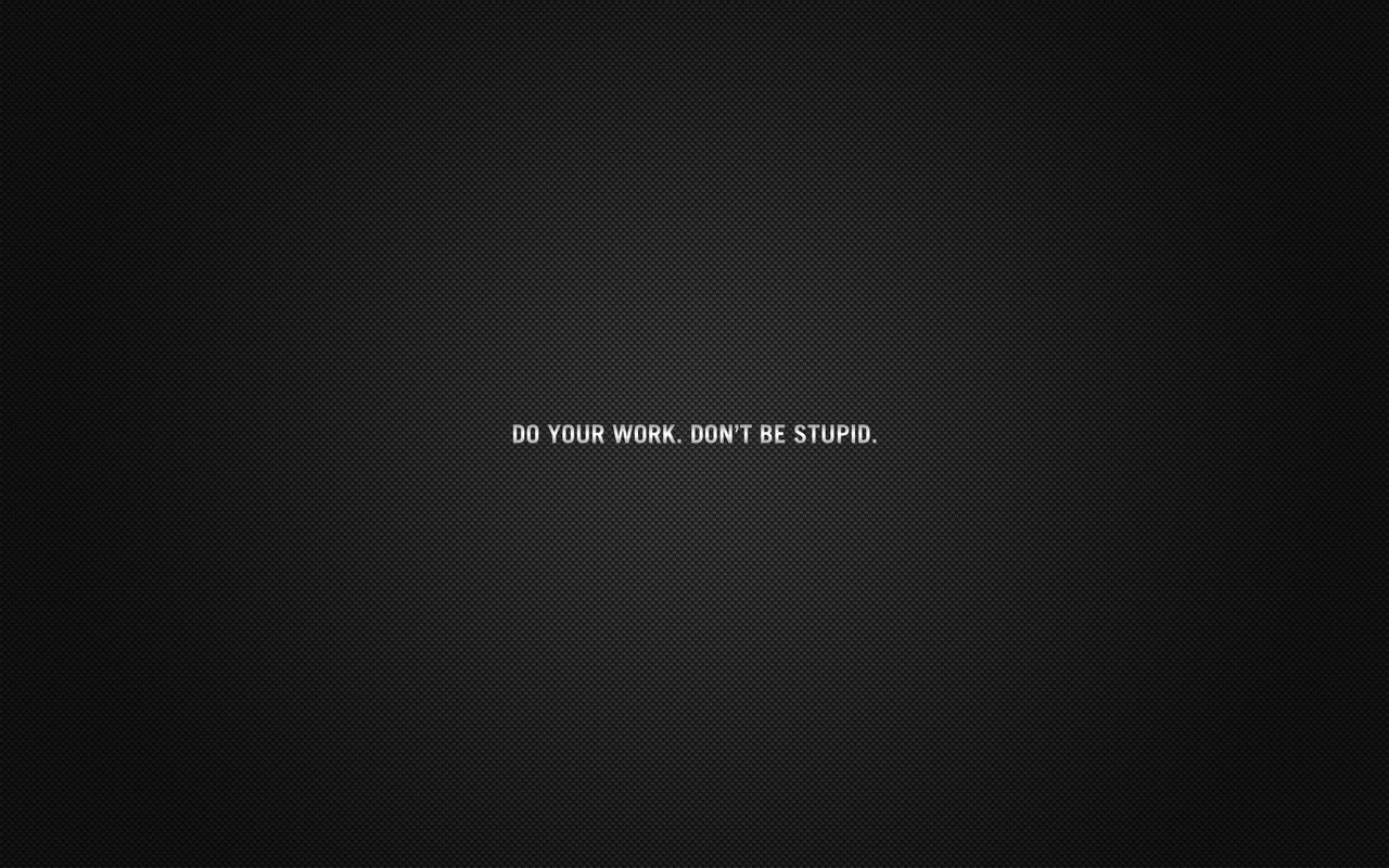 Обои do your work. don`t be stupid, do your work. don't be stupid разрешение 1920x1200 Загрузить