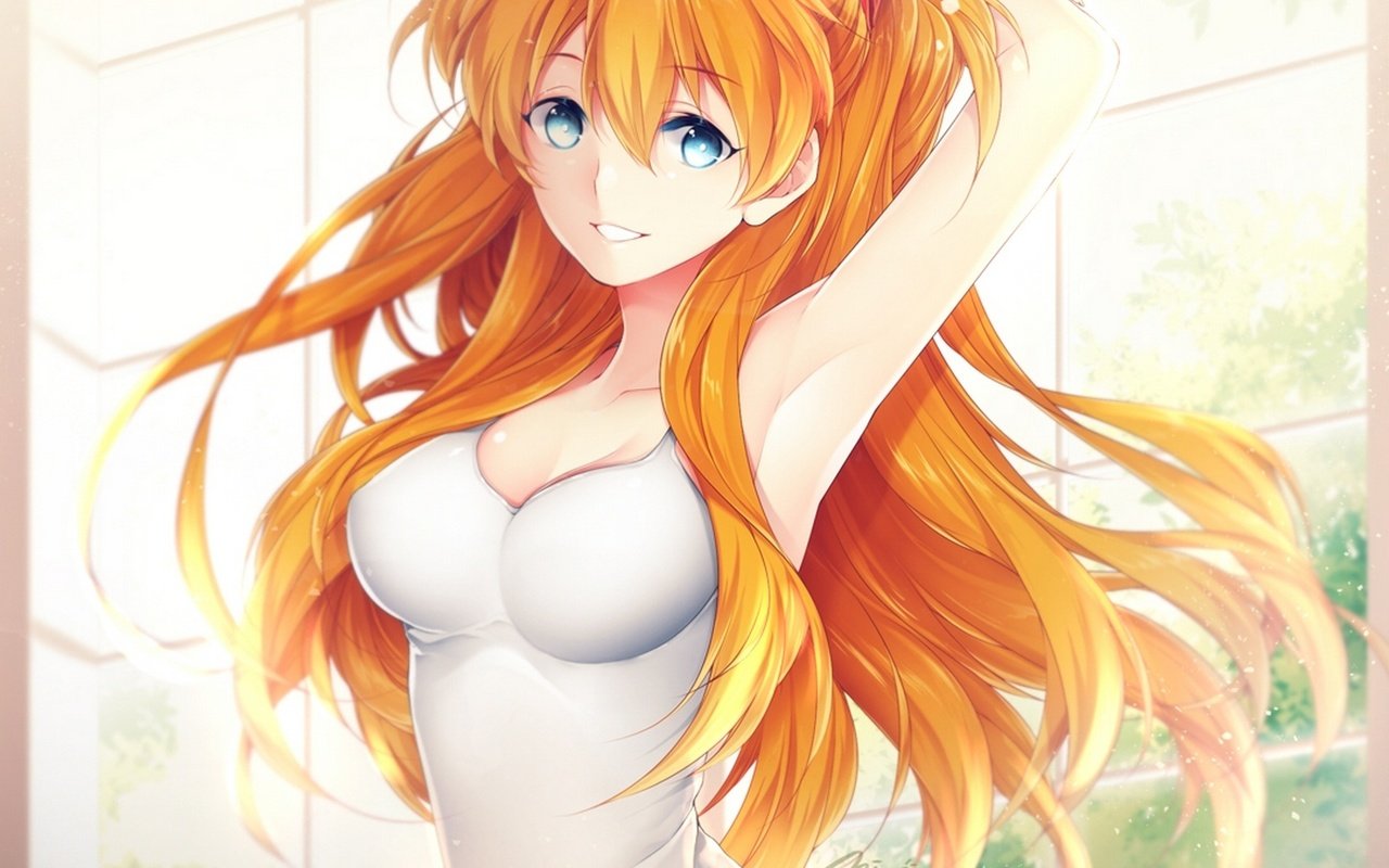 Обои арт, девушка, улыбка, взгляд, грудь, mirunai, shikinami asuka langley, art, girl, smile, look, chest разрешение 1920x1783 Загрузить