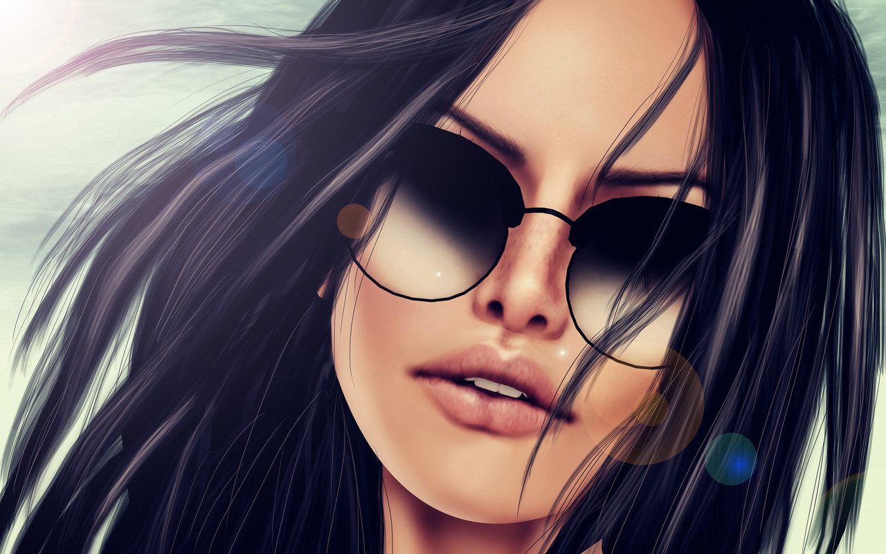 Обои девушка, фон, очки, волосы, губы, лицо, girl, background, glasses, hair, lips, face разрешение 1920x1200 Загрузить