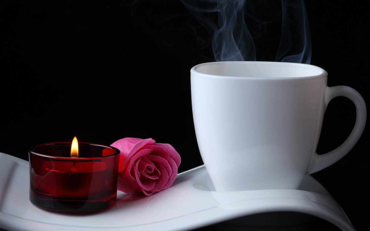 Обои фон, цветок, роза, кофе, свеча, background, flower, rose, coffee, candle разрешение 1920x1200 Загрузить