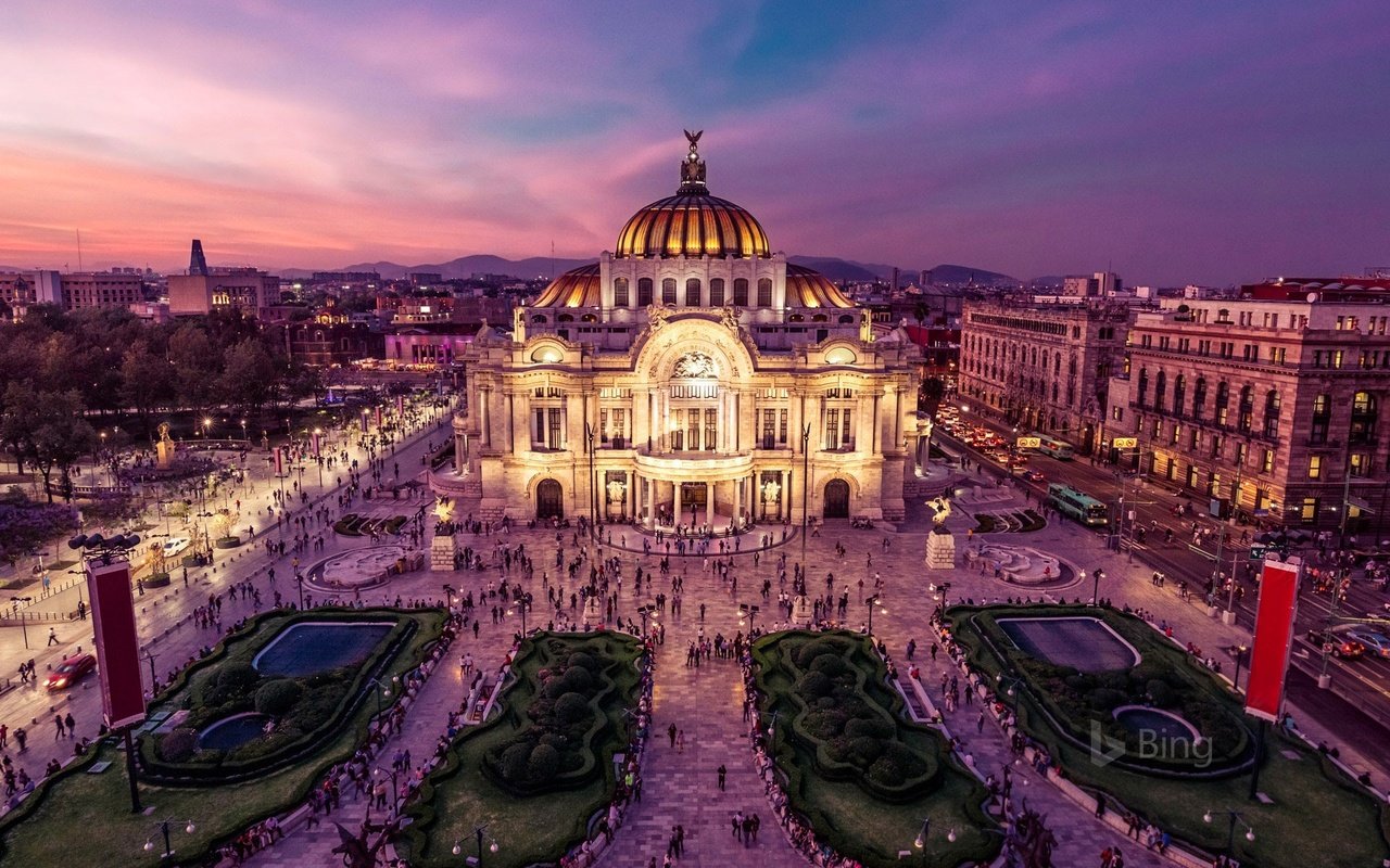 Обои огни, площадь, мексика, дворец изящных искусств, мехико, lights, area, mexico, palace of fine arts, mexico city разрешение 1920x1200 Загрузить