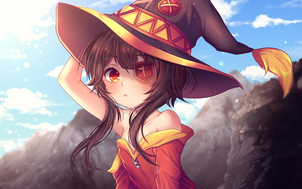 Обои девушка, взгляд, волосы, лицо, megumin, konosuba, girl, look, hair, face разрешение 3203x2002 Загрузить