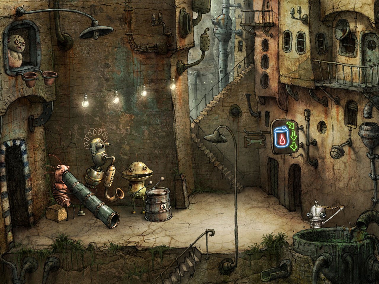 Обои город, робот, машинариум, the city, robot, machinarium разрешение 1920x1200 Загрузить