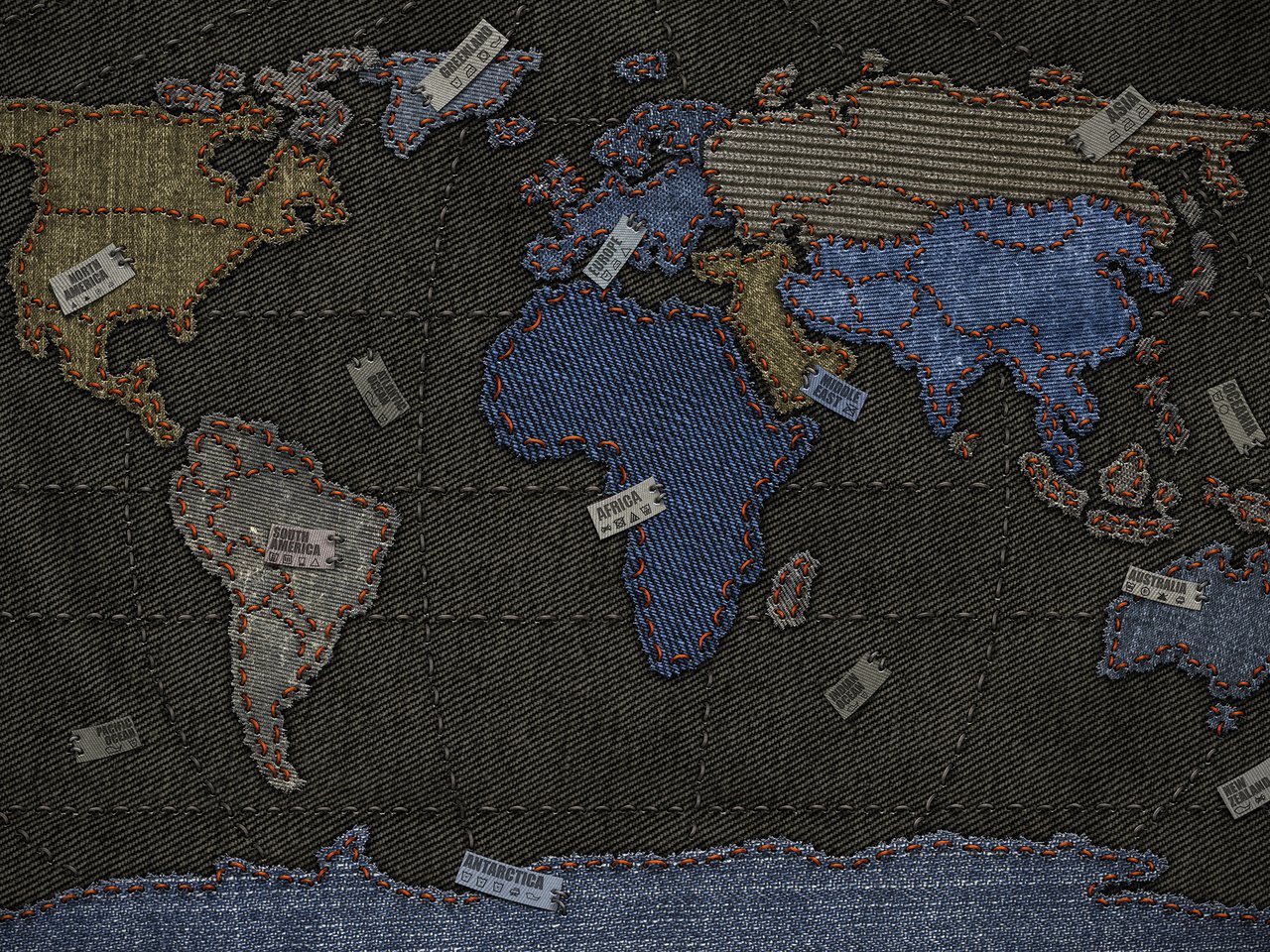 Обои карта, джинсы, нитки, ярлыки, map, jeans, thread, labels разрешение 2560x1600 Загрузить