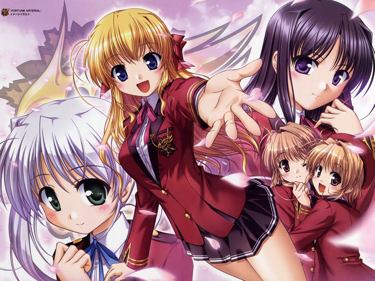 Обои fortune arterial, kuze kiriha, sendo erika, tougi shiro, yuuki haruna, yuuki kanade разрешение 5645x4041 Загрузить