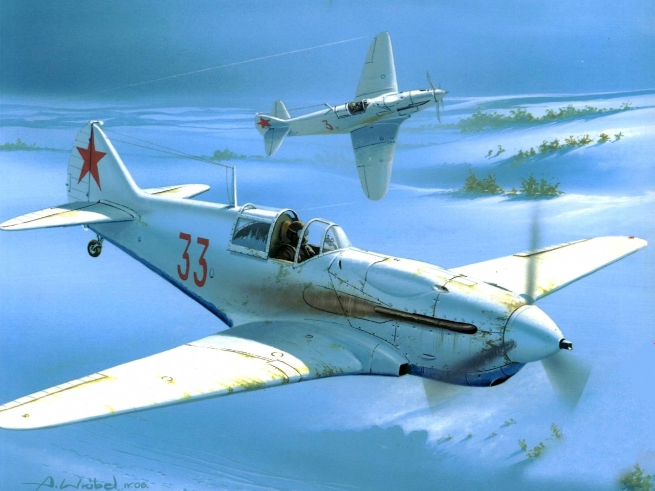 Обои самолет, истебитель, lavochkin gorbunov, рисоунок, the plane, istrebitel, risunok разрешение 2500x1917 Загрузить